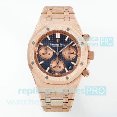 1:1 Clone Swiss APS Audemars Piguet Royal Oak Blue Dial Rose Gold Frosted Gold Watch 